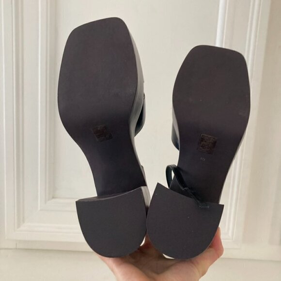 NIB Jeffery Campbell Free People Naomi Black Leather Platform Heels Sz 10 - Picture 10 of 11